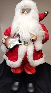Santa Claus Doll Rock & Roll w/ Guitar Figurine Doll Christmas Santa 18" - Picture 1 of 5
