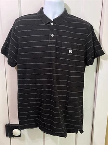 Vtg Y2K Chaps Ralph Lauren Mens L Black Stripe Polo Shirt - Picture 1 of 9