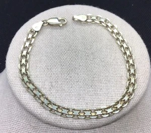 Vintage Yellow Gold Over Sterling Silver 925 Chunky Unique Bracelet 7" Y043 - Picture 1 of 4