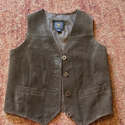 Chaleco Route 66 Cuero Gamuza Genuino Talla Pequeña Marrón Foto 1 de 4