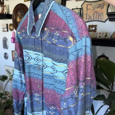Camisa vintage unisex descolorida azteca Cabela’s western abotonada talla grande Foto 1 de 4