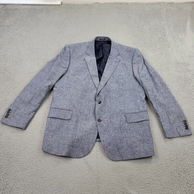 Stafford Linen Blazer Mens 50R Blue Heather Classic Fit Suit Jacket Sport Coat - Image 1 of 4