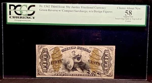PCGS ChAU 58. FR# 1362 Fractional 1864 Union Currency 50c, Civil War Third Issue - Picture 1 of 5