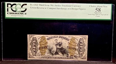 PCGS ChAU 58. FR# 1362 Fractional 1864 Union Currency 50c, Civil War Third Issue - Image 1 of 4