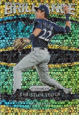 2020 Panini Prizm Christian Yelich Brilliance Gold DONUTS /10 SSP Brewers #B-6 - Image 1 of 2