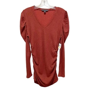 Abito maglione INC International Concepts manica a sbuffo pepe bruciato donna medio - Foto 1 di 9