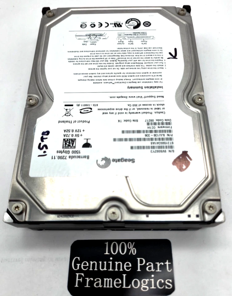 Seagate Barracuda 7200.11 1500GBytes ST31500341AS Working & Wiped Clean - Image 1 of 3