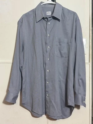 Camisa Armani Collezioni Hombre 16 Gris Rayas Algodón Abotonado Puño Francés Foto 1 de 4
