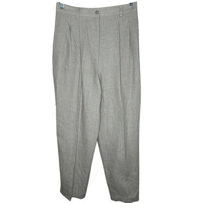 Casual Corner NWT 100% Linen Pants Womans 14P Beige Pleated High Waist Trousers - Image 1 of 4