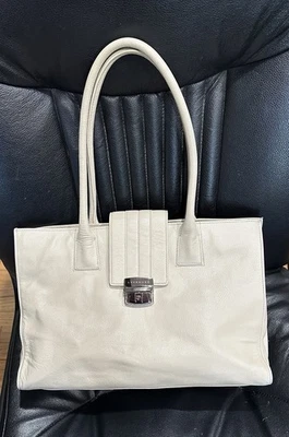 Bolso de Mano Levenger Marfil Grande De Colección Hombro Multi Sección Cuero A+48 Foto 1 de 4