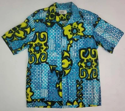 Camisa De Colección Malihini Años 60 Tela Corteza Hawaiana Tiki Aloha Luau Campamento Botón Para Hombre M Foto 1 de 4
