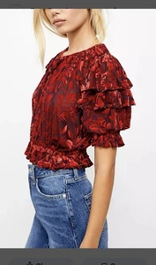 Camicetta Free People Boho Hippy Burnout Velluto Velluto Sogni Crop Top M - Foto 1 di 9