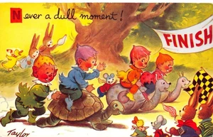 BAMFORTH FRÖHLICHE NACHRICHT KINDERPOSTKARTE NR. G 344 SCHILDKRÖTENRENNEN UNBENUTZT SEHR GUT - Bild 1 von 2