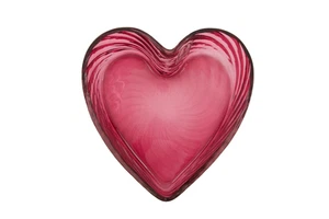 Vintage Pilgrim Cranberry Glass Heart Shaped Spiral Optic Bowl Dish With Label - Picture 1 of 8