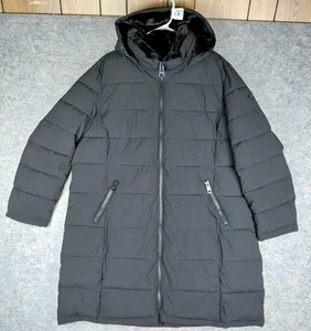 Andrew Marc Puffer Jacke Damen 2X schwarz Stretch Puffmantel lang KAPUZE WEICH - Bild 1 von 19