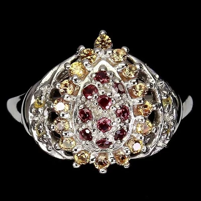 Anello in argento sterling 925 rotondo rodolite granato zaffiro gemma gioielli 9 - Immagine 1 di 4