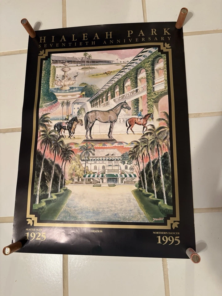 Póster 70 aniversario Hialeah Park 1925-1995 excelente estado como nuevo. Stop look. Foto 1 de 1