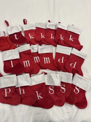 ASSORTED MONOGRAM MINI 8" Red Velvet STOCKINGS (Lot of 18), See Photos - Image 1 of 4