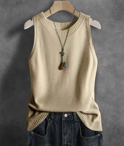 Ärmelloses Damen-Tanktop französischer Strick Vintage-Stil - elegantes Tanktop - Bild 1 von 4