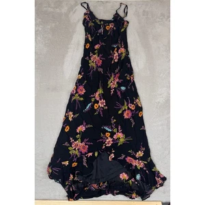 VTG Betsey Johnson Slip Dress Womens P/XS Black Preowned Floral Midi Sleeveless - Picture 1 of 9
