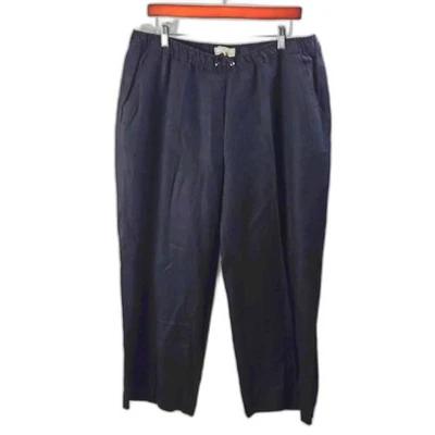 Michael Kors Women's Black Linen Drawstring Pull On Pants Sz 14 - Image 1 of 4