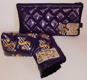 Scotty Cameron Cash Is King Purple Sparkle Bag & Golf Putter Blade Head Cover - Picture 1 of 19