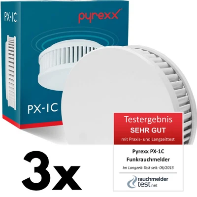Pyrexx PX-1C Funk-Rauchmelder - 3er Set | 10 Jahre Batterie | Magnetpad | VdS - Bild 1 von 4