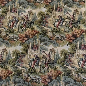 VTG French Country Tapestry Wall Table Centerpiece Upholstery Horse Dog Love 26” - Picture 1 of 13
