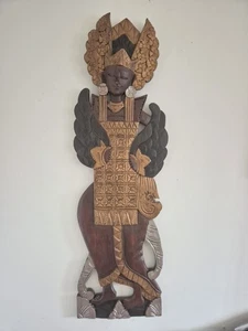 Vintage balinesisch indonesisch handgeschnitzt Holz Wandbehang Göttin Sita 100 cm - Bild 1 von 10