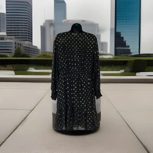 Abito manica lunga nuovo con etichette INDIGO ROSE nero oro metallizzato quadrato elastico in vita tg 3X - Foto 1 di 8