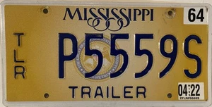 Mississipi Triple Digit 5 555 Kennzeichen Repetieranhänger MS P5559S Patrick - Bild 1 von 7