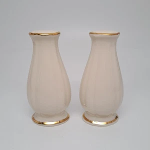 Lenox Symphony Salt & Pepper Shaker Set 4.5" with Gold Trim Made in USA Vintage - Picture 1 of 8