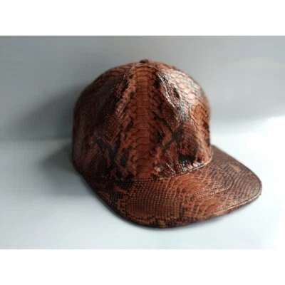 COLOR PERSONALIZADO Hombres Mujeres Cuero Genuino Pyth0n Gorra de Béisbol Piel de Serpiente Exótica Foto 1 de 3