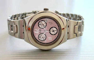 TWO WAY ROAD! Swatch IRONY CHRONO MEDIUM w Steel FLIPLOCK Band/DATE! NIB-RARE! - Picture 1 of 2