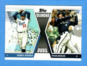 2011 Topps Update Diamond Duos #DD30 Sandy Koufax/Ryan Braun Dodgers/Cerveceros - Imagen 1 de 1
