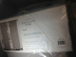 Tweed Blackout Grommet Top Window Curtain Panel Pair - Exclusive Home 52"x96" - Picture 1 of 3