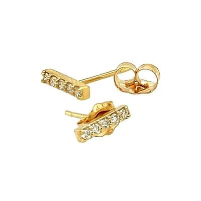 Juego de pendientes de barra de diamantes de oro amarillo de 14 quilates y oro blanco Foto 1 de 4