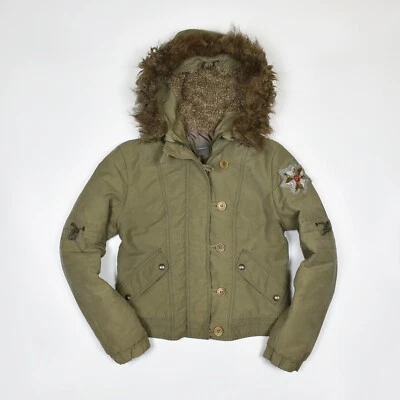 NewPenny MAX MARA Women's Cotton Quilted Bomber Jacket Fur Hooded Lining 10 US - Image 1 of 4