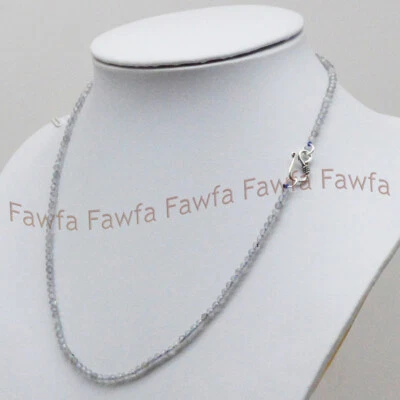 Ожерелье с круглыми драгоценными камнями лабрадоритом граненые натуральные серые вспышки 3 мм 16–30 дюймов - Изображение 1 из 3