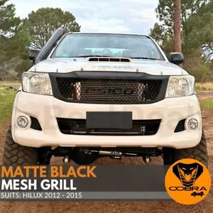 FRONT GRILL suitable for TOYOTA HILUX 2012 - 2014 2015 MATTE BLACK MESH GRILLE - Picture 1 of 10