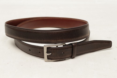 Cintura uomo Coach 3752 elegante 42 pelle di vitello marrone nichel ottone fibbia graffi