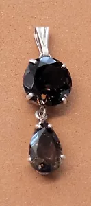 Sterling Silver - Prong Set Smoky Quartz Teardrop Necklace Pendant - Picture 1 of 5