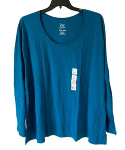 JMS Just My Size Hanes Essentials Women's 5X Teal Shirt Sure Shape Cotton NWT - Picture 1 of 5
