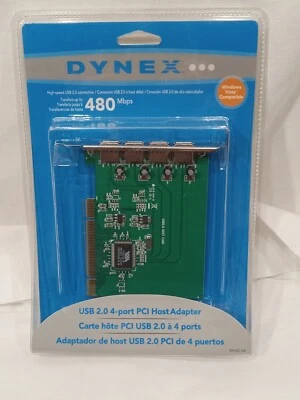Dynex DX-UC104 4-Port USB 2.0 PCI Desktop Card Sealed NOS NIB - Image 1 of 3