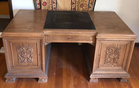 Antique Executive Oak Desk Cover