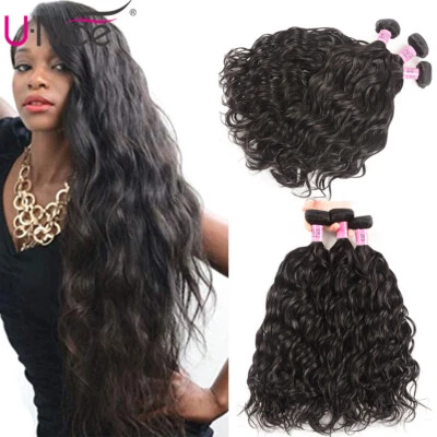 Extensiones de cabello humano de onda natural india UNICE 3 paquetes tejidos de cabello virgen EE. UU. Foto 1 de 4