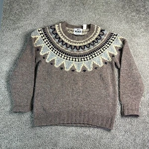 Suéter Woolrich DE COLECCIÓN Para Hombres XL Marrón Nordic Fair Isle 100% Lana Ski Lodge Años 80 - Imagen 1 de 11