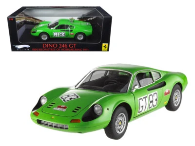 1/18 Hot Wheels Ferrari Dino 246 GT #83 Elite Edition Diecast Model Green T6260 - Image 1 of 4