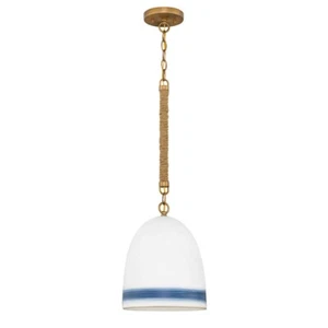 Hinkley Lighting 1 Light Nash Pendant, Heirloom Brass/Navy Stripe - 3364HR-NV - Picture 1 of 1