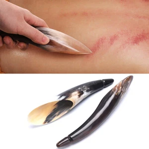 1Pcs Natural Buffalo Horn Guasha Board SPA Scraping Plate Gua Sha Massage T*5S - Picture 1 of 12